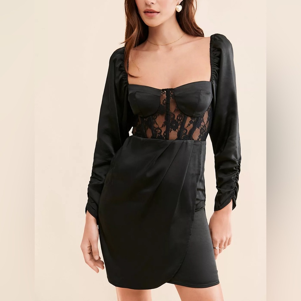 ASTR the Label Lace Bustier Black Mini Dress Size S